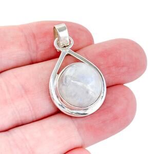 Vintage Sterling Silver 925 Rainbow Moonstone Teardrop Pendant
